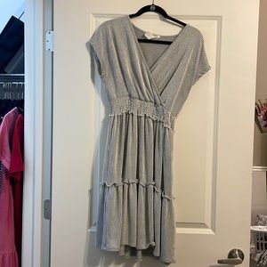 Soft Grey & White striped Dress